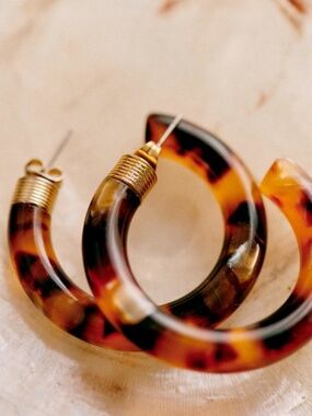 SEZANE AVRIL HOOP EARRINGS  Brown Tortoiseshell